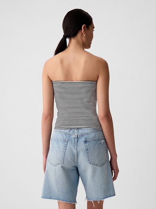 2 of 8 showing, with the color white & black stripe of product Compact Jersey Tube Top