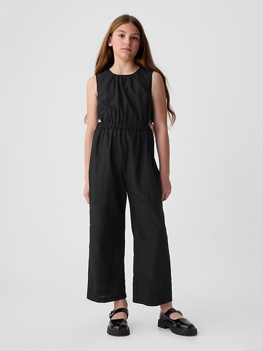 1 of 8 showing, with the color black of product Kids Linen-Cotton Jumpsuit