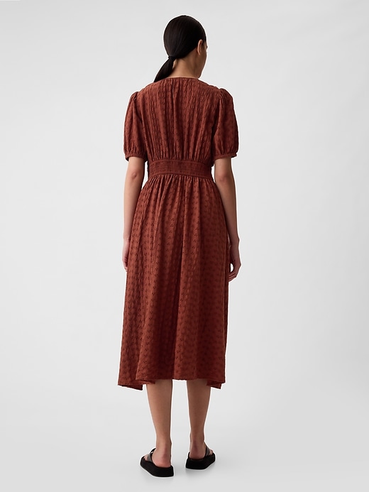 2 of 8 showing, with the color smoked paprika brown of product Eyelet Maxi Dress