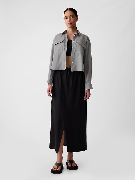 Image number 10 showing, 100% Linen Cropped Shirt