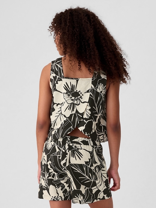 2 of 8 showing, with the color black white floral of product Kids Linen-Cotton Tank Top