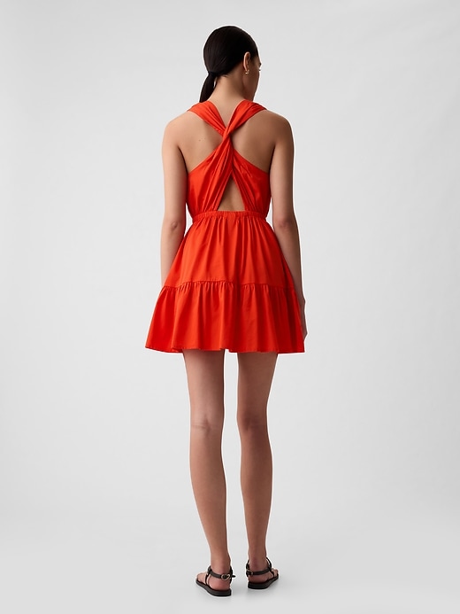 2 of 8 showing, with the color hot red of product Twist-Back Mini Dress