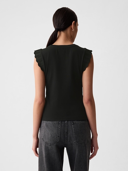 2 of 8 showing, with the color black of product Modern Rib Flutter Tank Top
