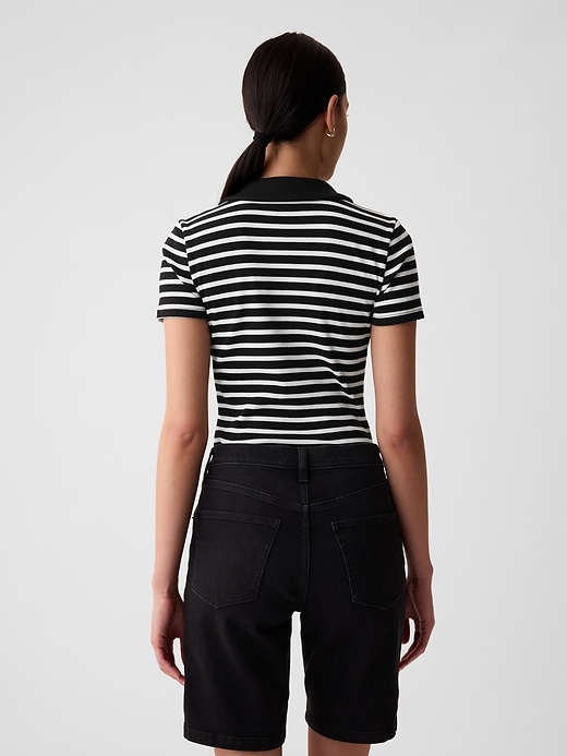 2 of 8 showing, with the color black & white stripe of product Modern Rib Polo Bodysuit