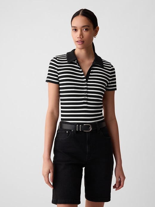 Image number 1 showing, Modern Rib Polo Bodysuit