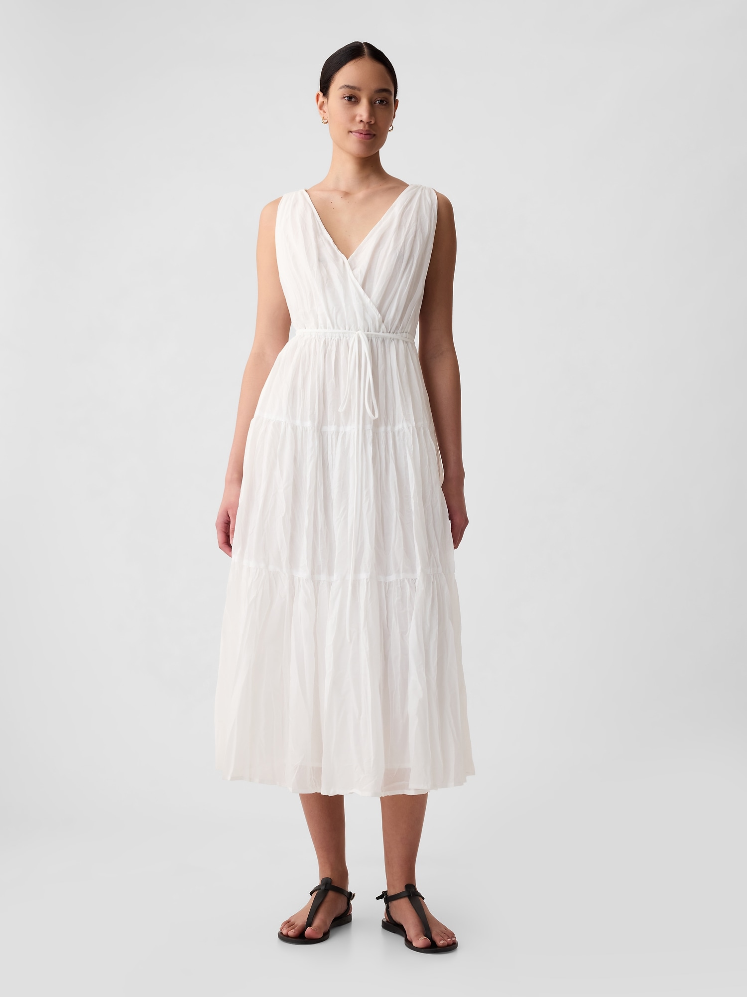 Gap Pleated Tiered Maxi Dress In Off White