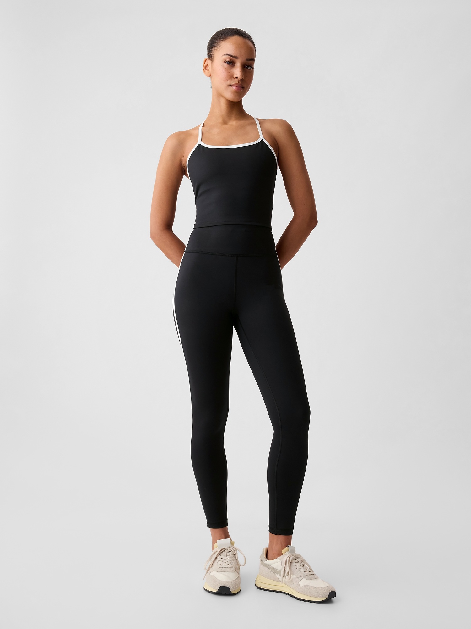 Женские леггинсы Gap GapFit High Rise Power Full Length Stripe, цвет: Чёрный полосатый — фото 2