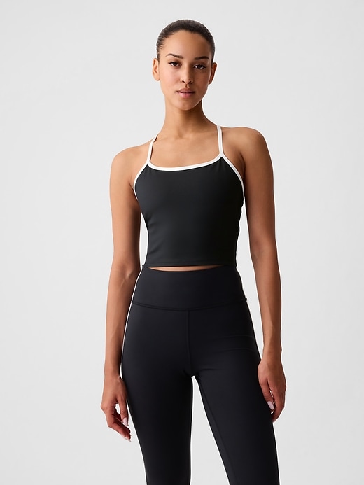 1 of 8 showing, with the color black with white trim of product GapFit Power Racerback Brami