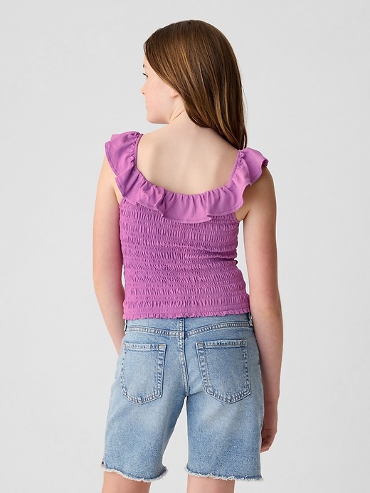 2 of 8 showing, with the color budding lilac of product Kids Ruffle Smocked Tank Top