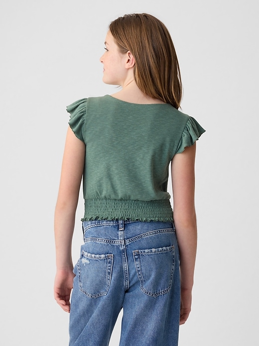 2 of 8 showing, with the color dark forest green of product Kids Wrap Top