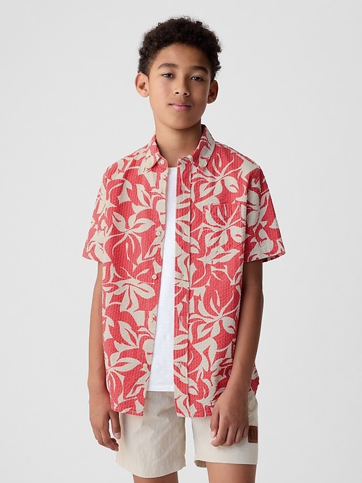 1 of 8 showing, with the color weathered red of product Kids Seersucker Shirt