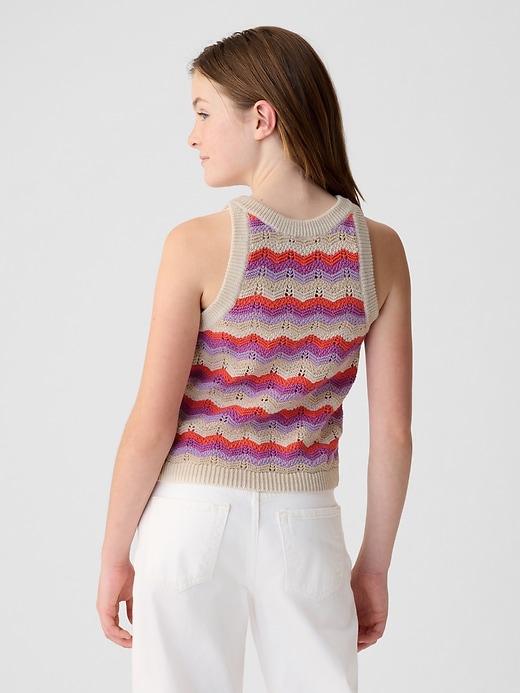 2 of 8 showing, with the color pink chevron of product Kids Crochet Tank Top