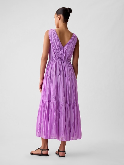 2 of 8 showing, with the color purple lilac of product Pleated Tiered Maxi Dress