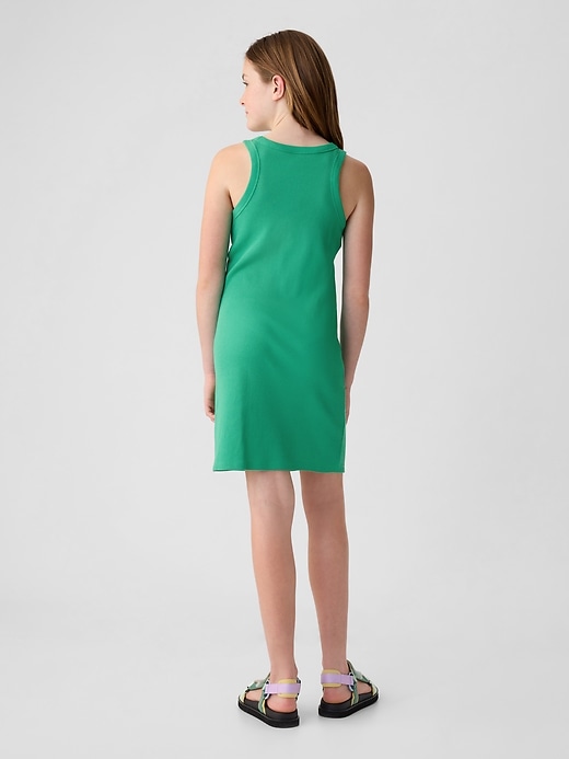 2 of 8 showing, with the color simply green of product Kids Rib Tank Dress
