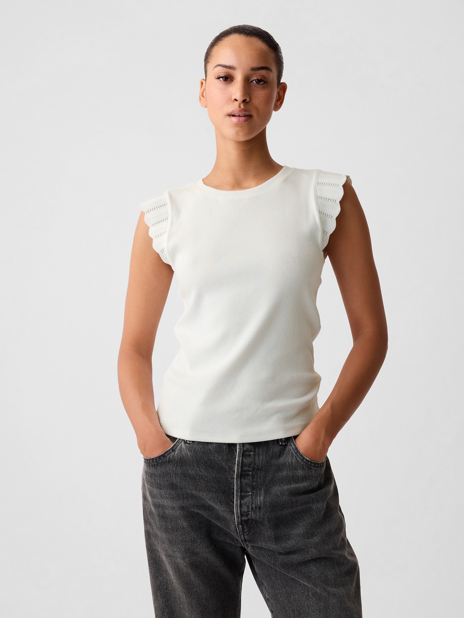 Modern Rib Flutter Tank Top