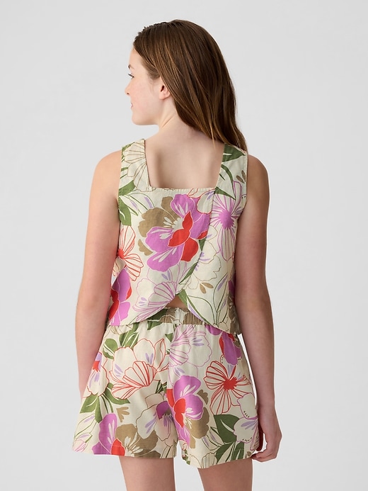 2 of 8 showing, with the color multi floral of product Kids Linen-Cotton Tank Top