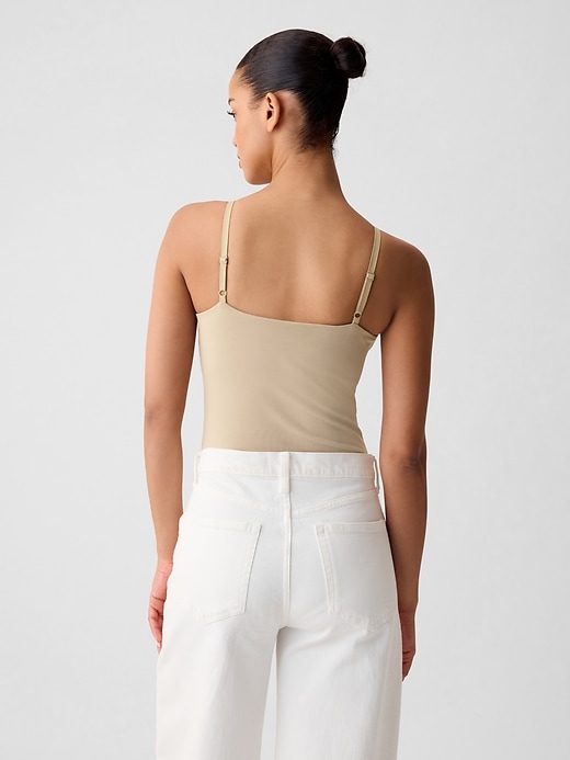 2 of 8 showing, with the color khaki tan of product Compact Jersey Cami Bodysuit