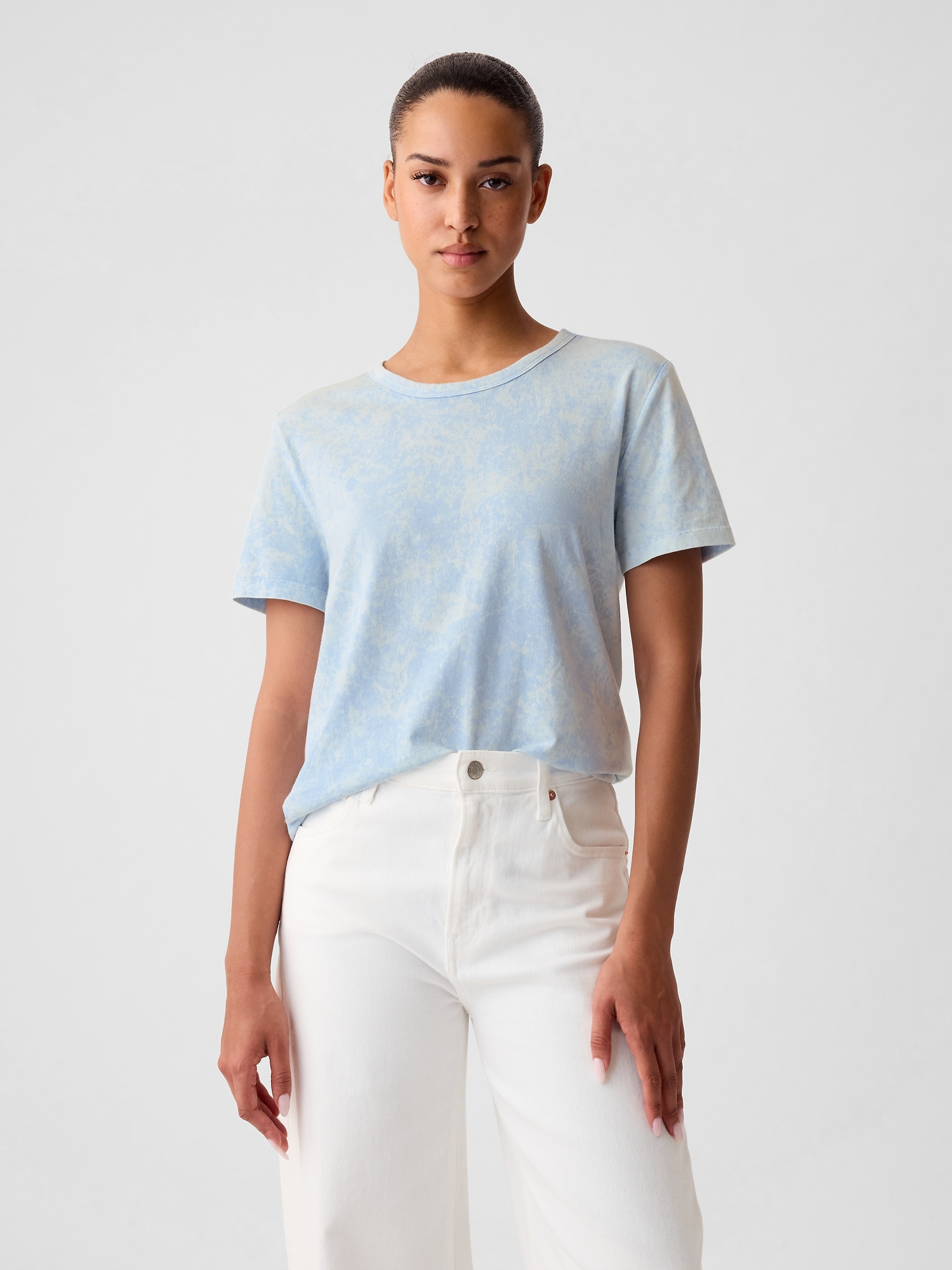 Shop Gap Organic Cotton Vintage Crewneck T-shirt In Blue Tie Dye