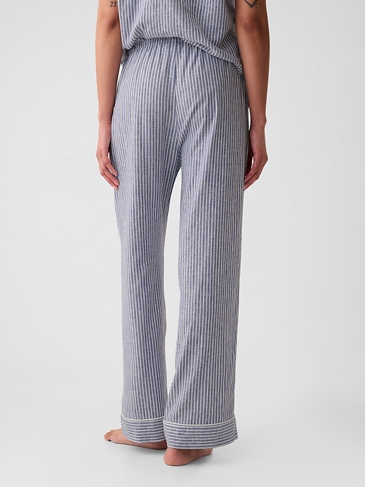 2 of 8 showing, with the color blue stripe of product Linen-Blend PJ Pants