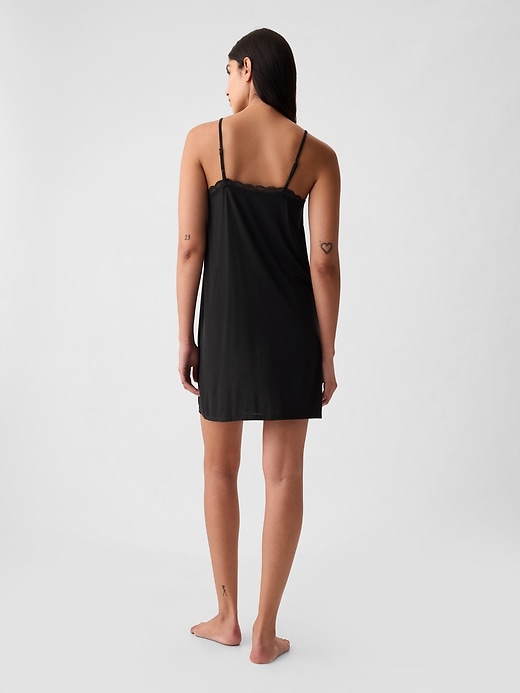2 of 8 showing, with the color true black of product Lace-Trim Nightgown