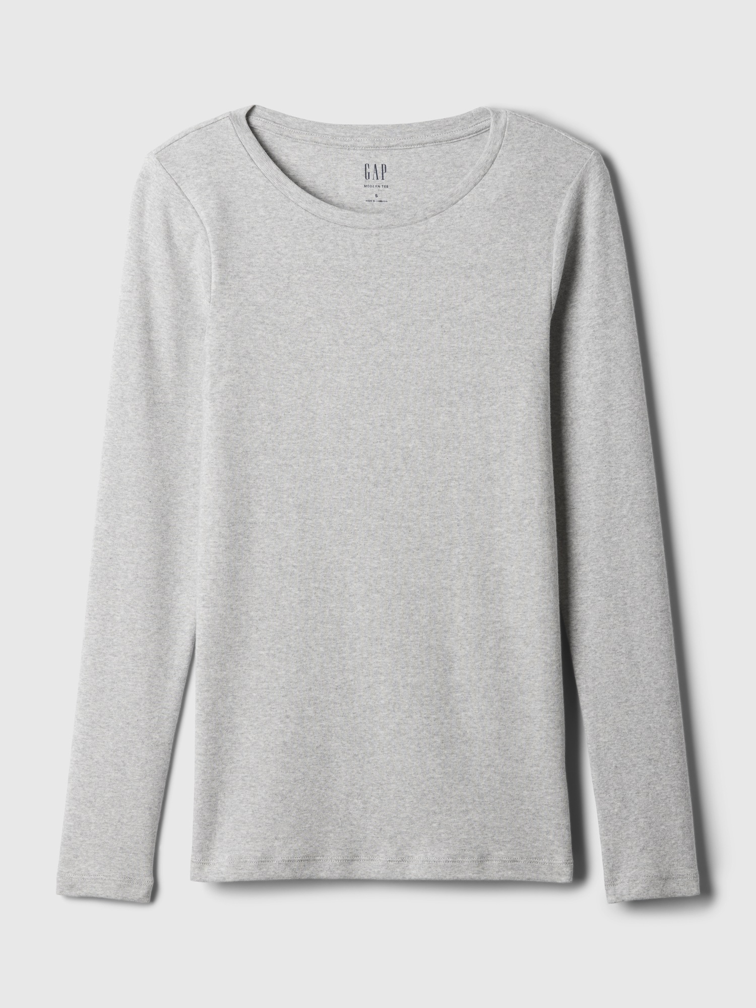 Женская футболка Gap Modern Crew, цвет: Светлый меланжевый серый — фото 4