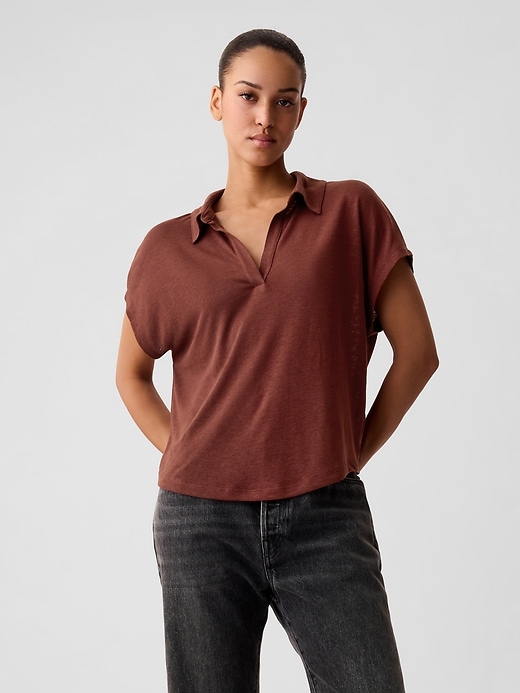 Image number 3 showing, Linen-Blend Polo Shirt
