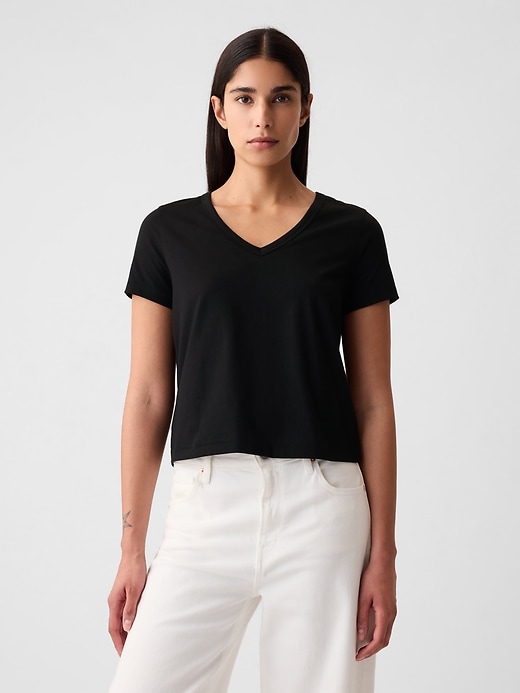 1 of 8 showing, with the color black of product Organic Cotton Vintage Cropped T-Shirt