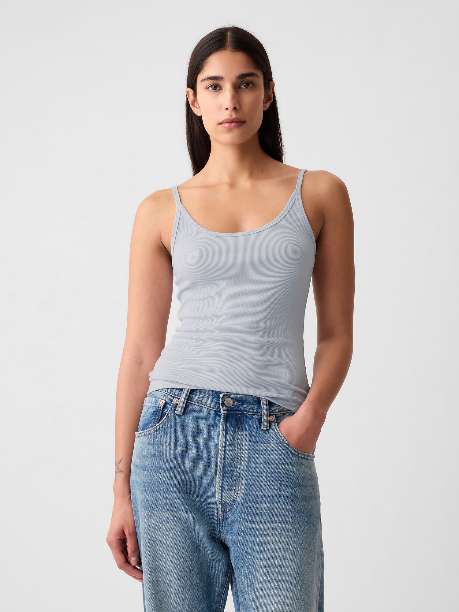 Shop Gap Mini Rib Tank Top In Grey Matter