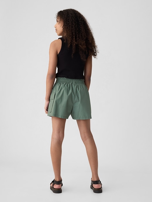 2 of 8 showing, with the color dark forest green of product Kids Mid Rise Cargo Shorts