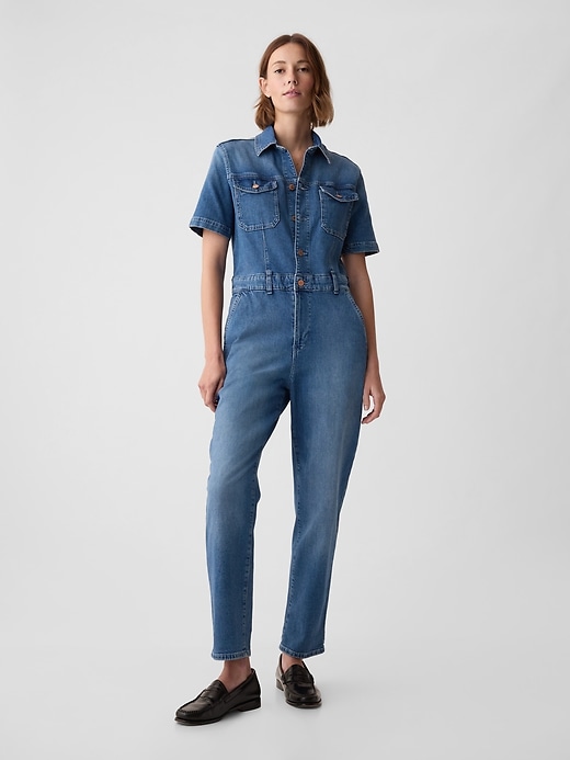 1 of 8 showing, with the color MEDIUM INDIGO 15 of product Denim Jumpsuit