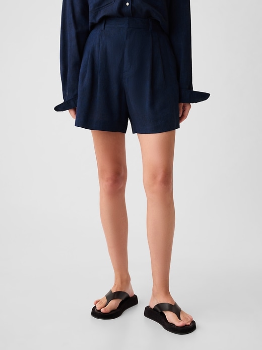 50s Deadstock French Navy Linen Shorts】清涼感あふれる海軍
