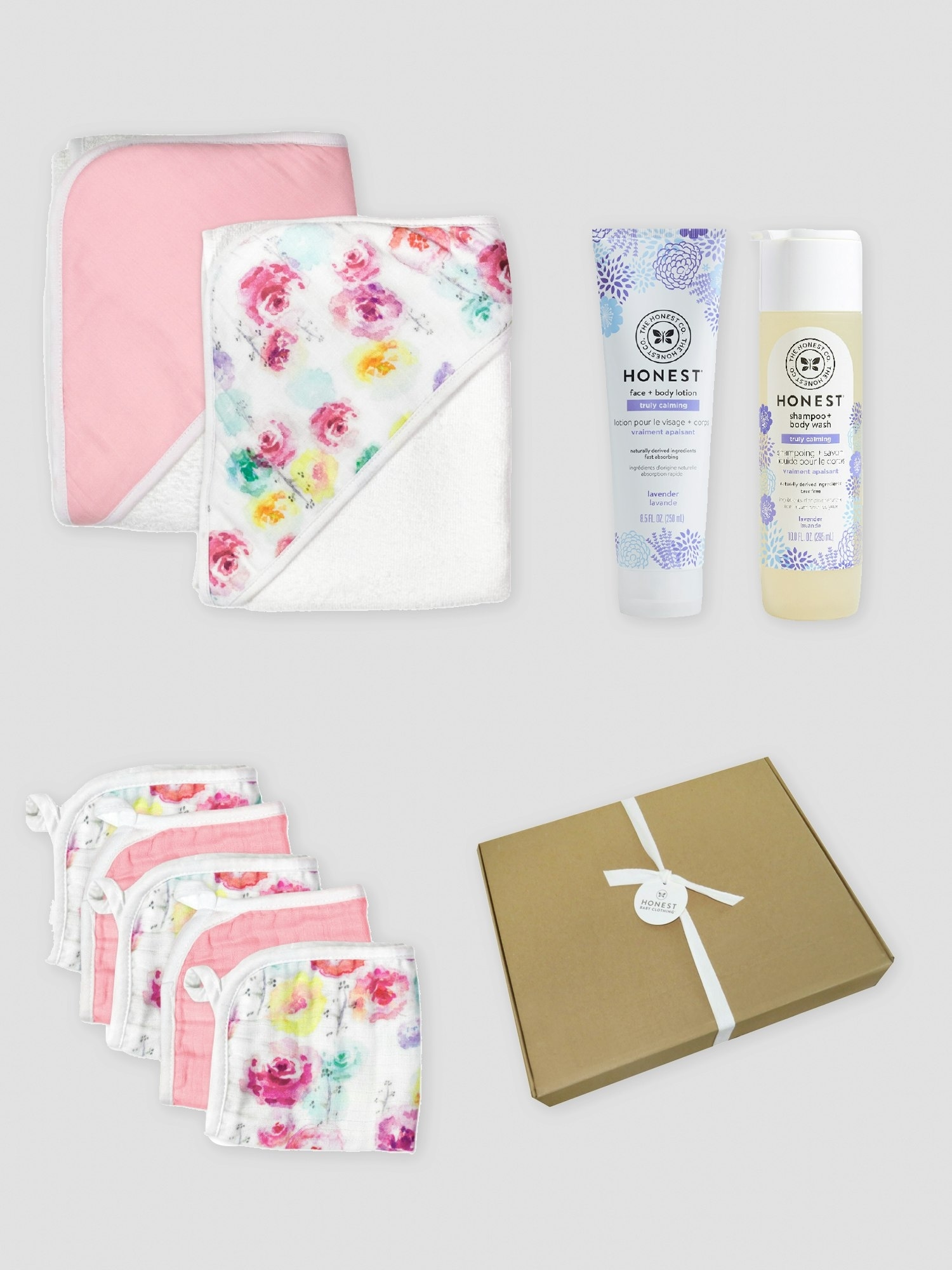 Honest Baby Clothing Bubbles and Cuddles 9 Piece Bath Gift Set