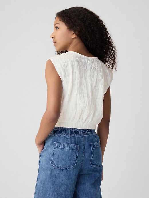 2 of 8 showing, with the color new off white of product Kids Smocked Cropped Muscle Tank Top