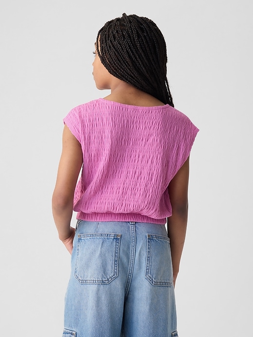 2 of 8 showing, with the color indie pink of product Kids Smocked Cropped Muscle Tank Top