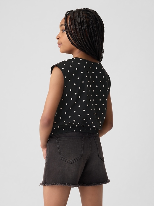 2 of 8 showing, with the color true black of product Kids Smocked Cropped Muscle Tank Top