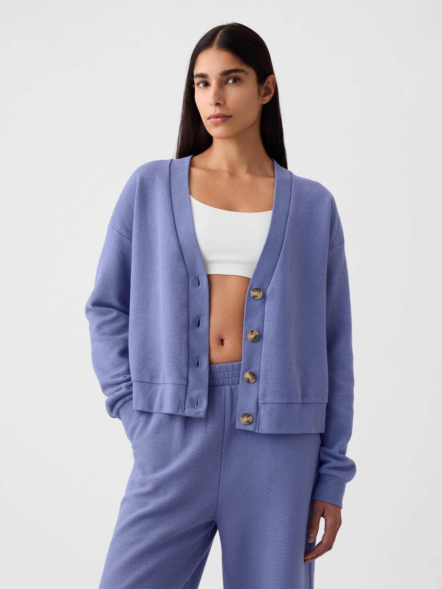 Gap Varsity Cardigan In Purple