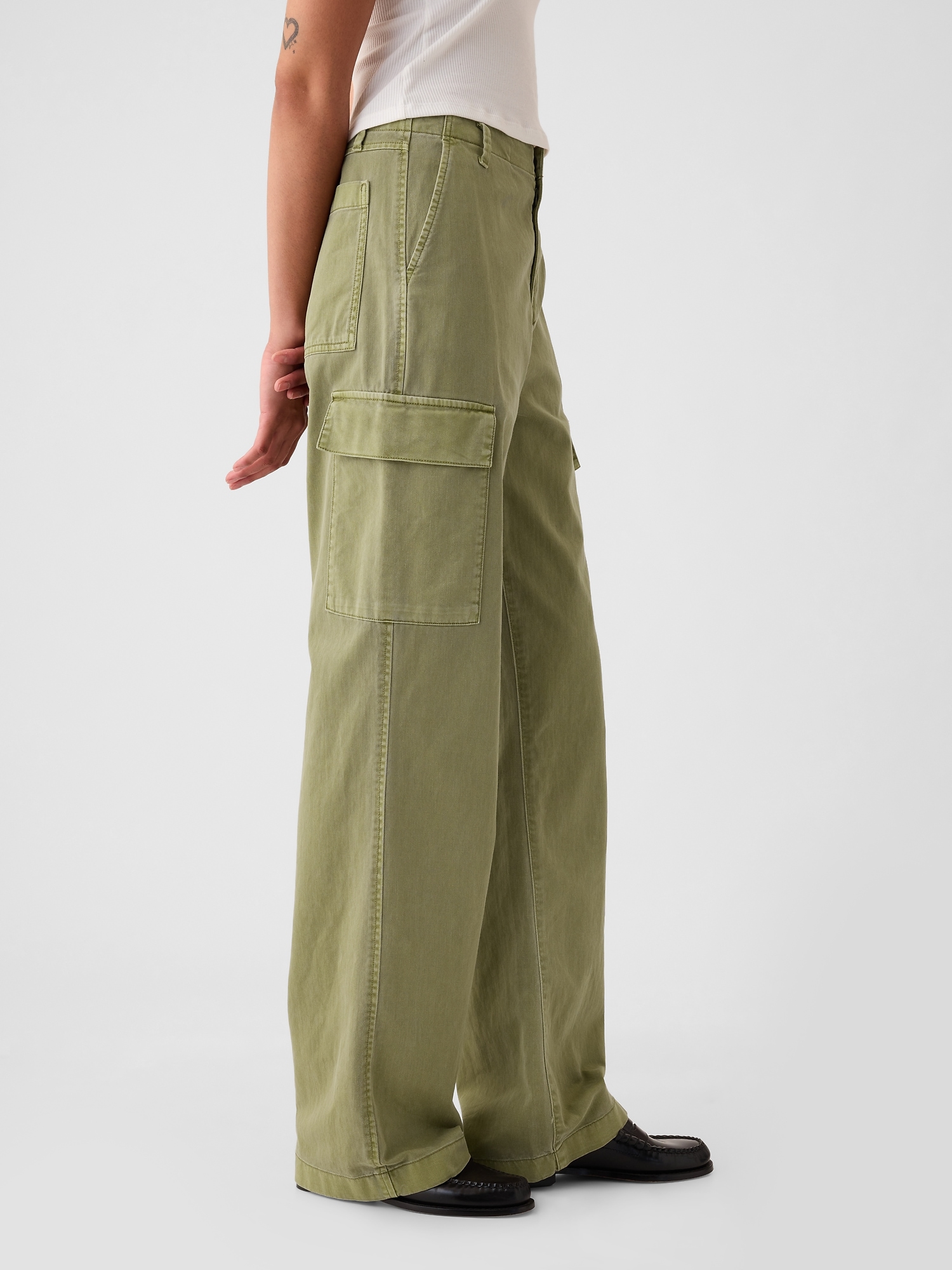 Mid Rise Loose Khaki Cargo Pants Gap