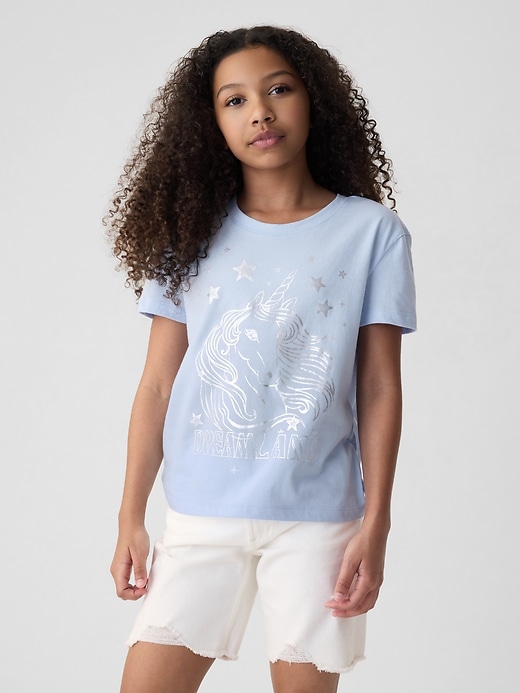 1 of 8 showing, with the color bicoastal blue of product Kids Graphic T-Shirt