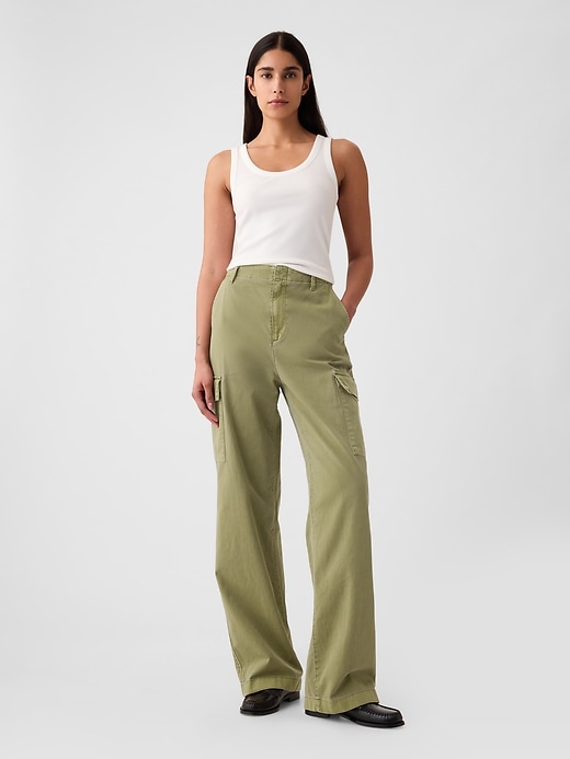 Image number 1 showing, Mid Rise Loose Khaki Cargo Pants