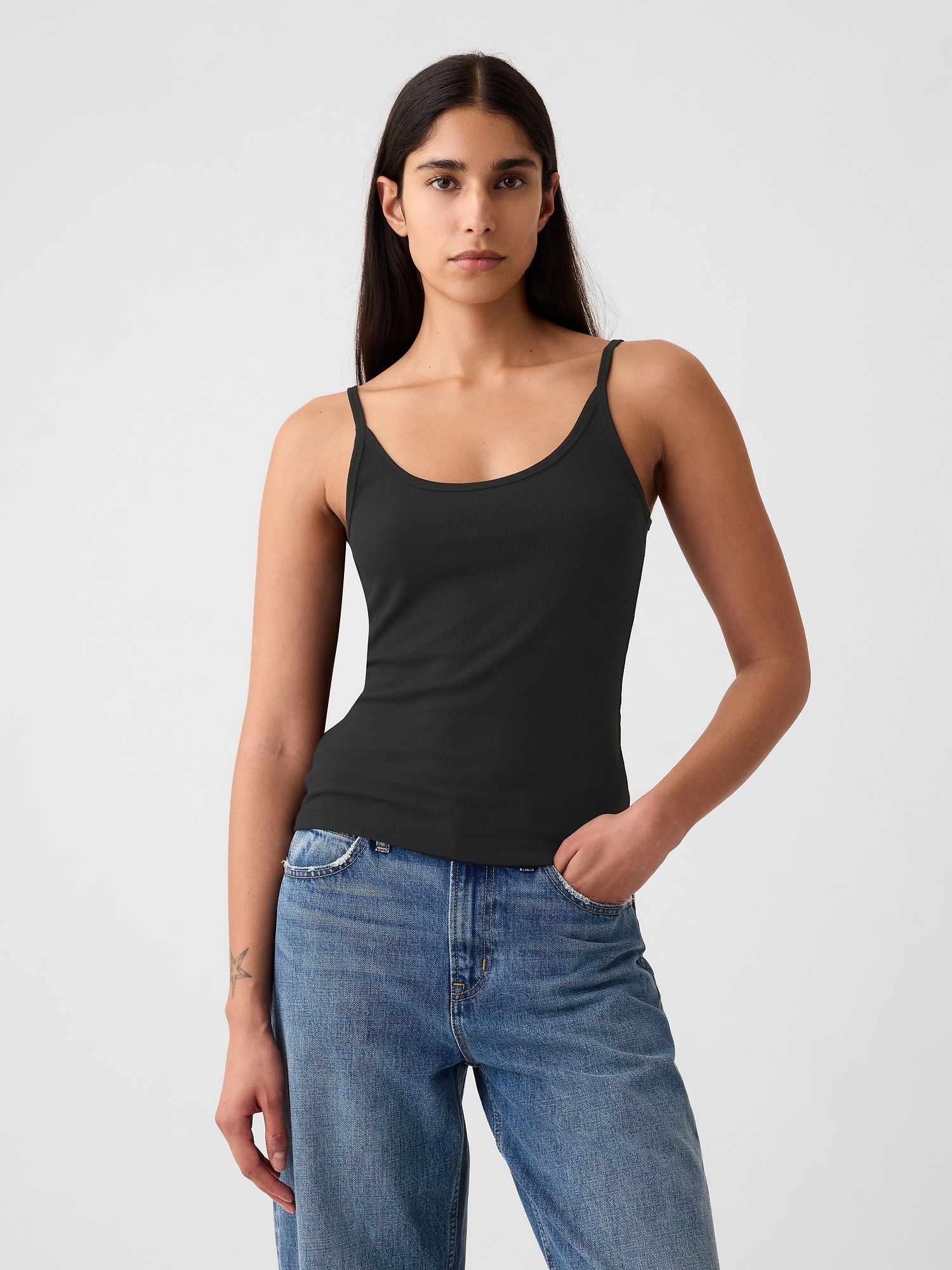 Shop Gap Mini Rib Tank Top In Black