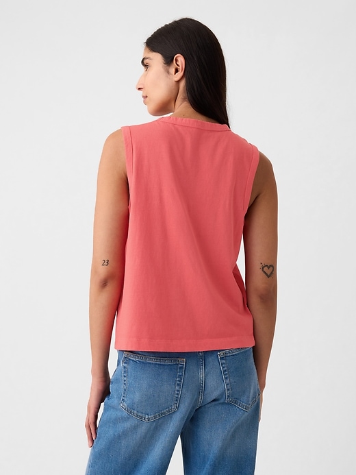 2 of 8 showing, with the color spring coral red of product Organic Cotton Vintage Tank Top