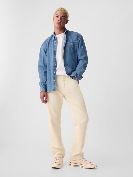 1 of 8 showing, with the color ecru of product Vintage Cropped Straight Jeans with Washwell