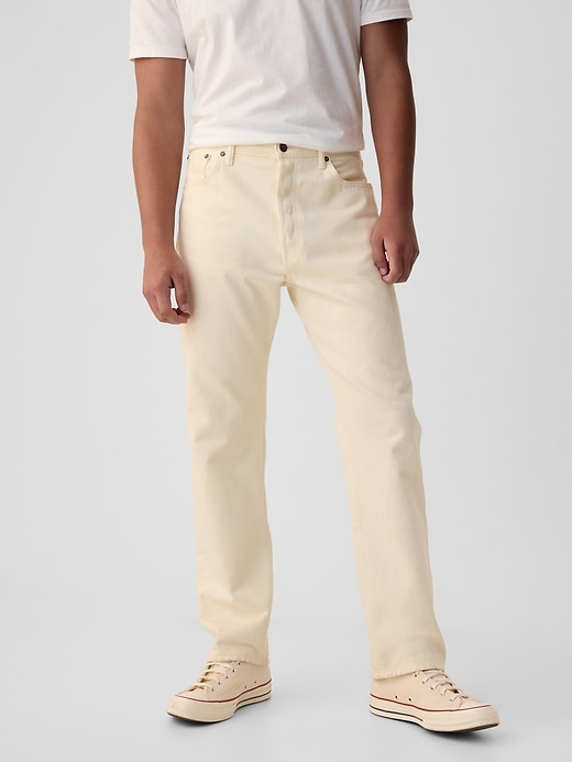 2 of 8 showing, with the color ecru of product Vintage Cropped Straight Jeans with Washwell