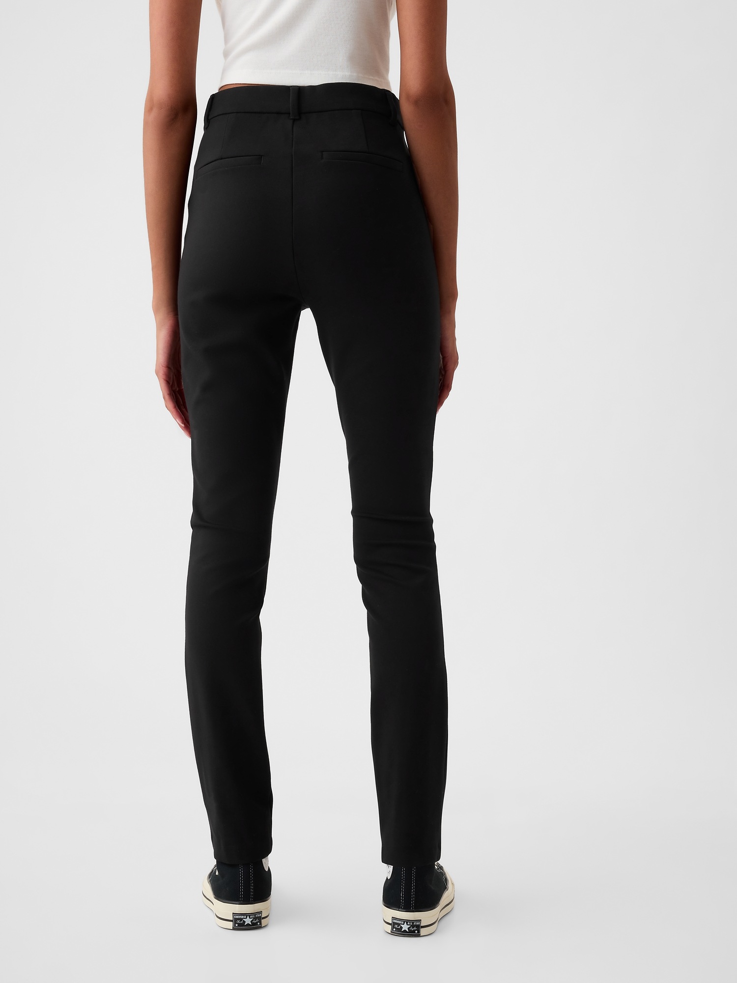 Женские брюки Gap High Rise Double Knit Skinny, цвет: Чёрный — фото 4