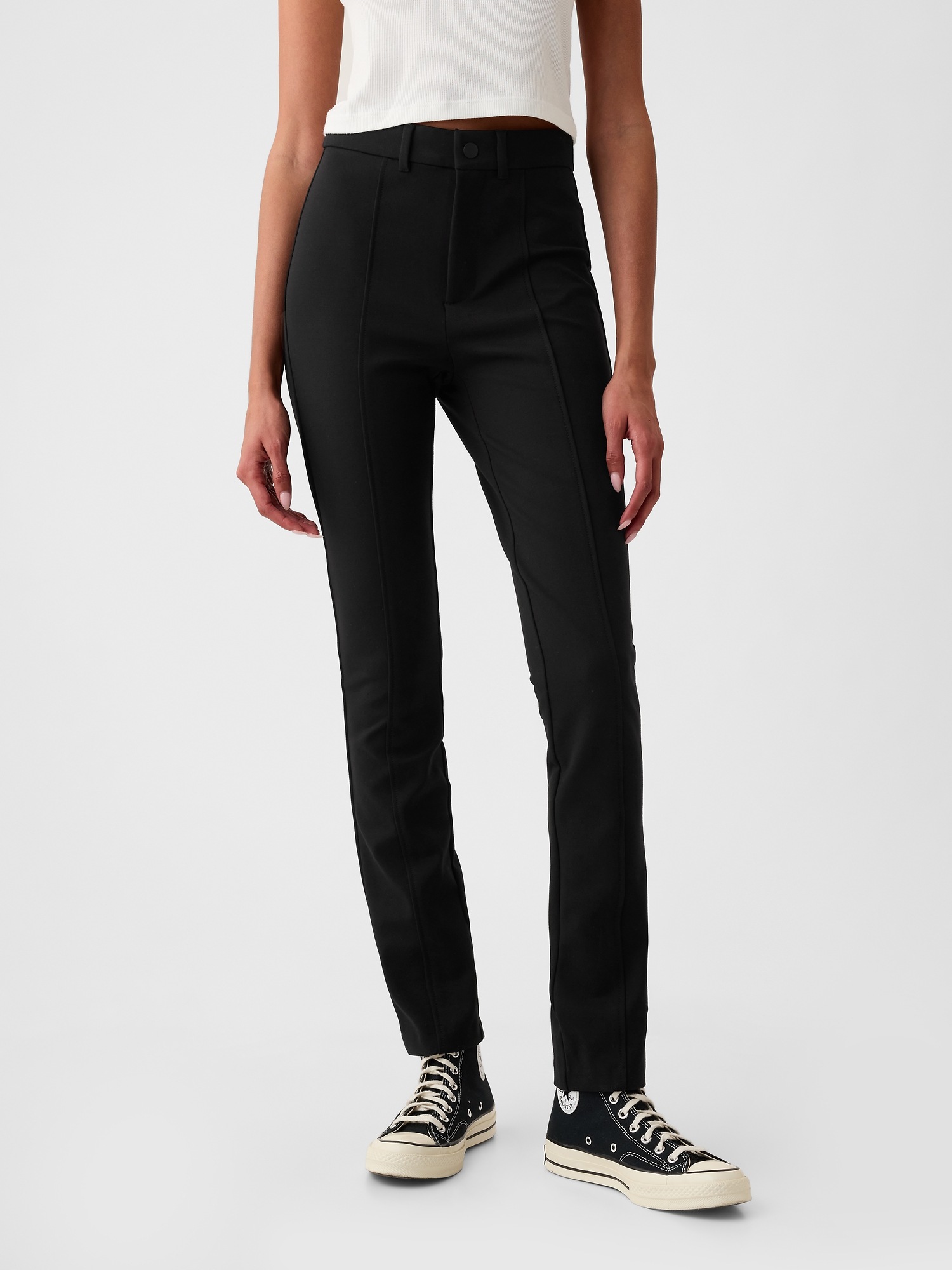 Женские брюки Gap High Rise Double Knit Skinny, цвет: Чёрный — фото 2