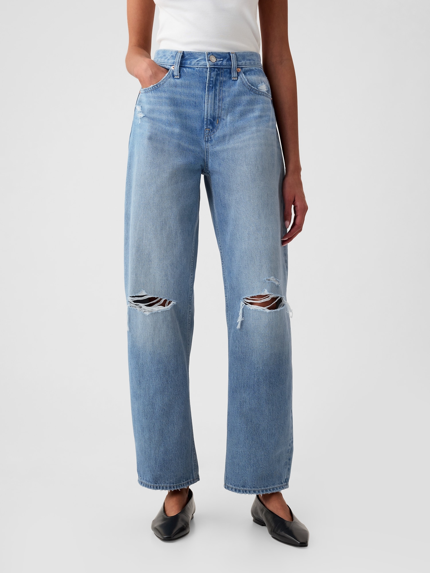River High Rise Phoenix Textile Barrel Jeans (Dark Wash)
