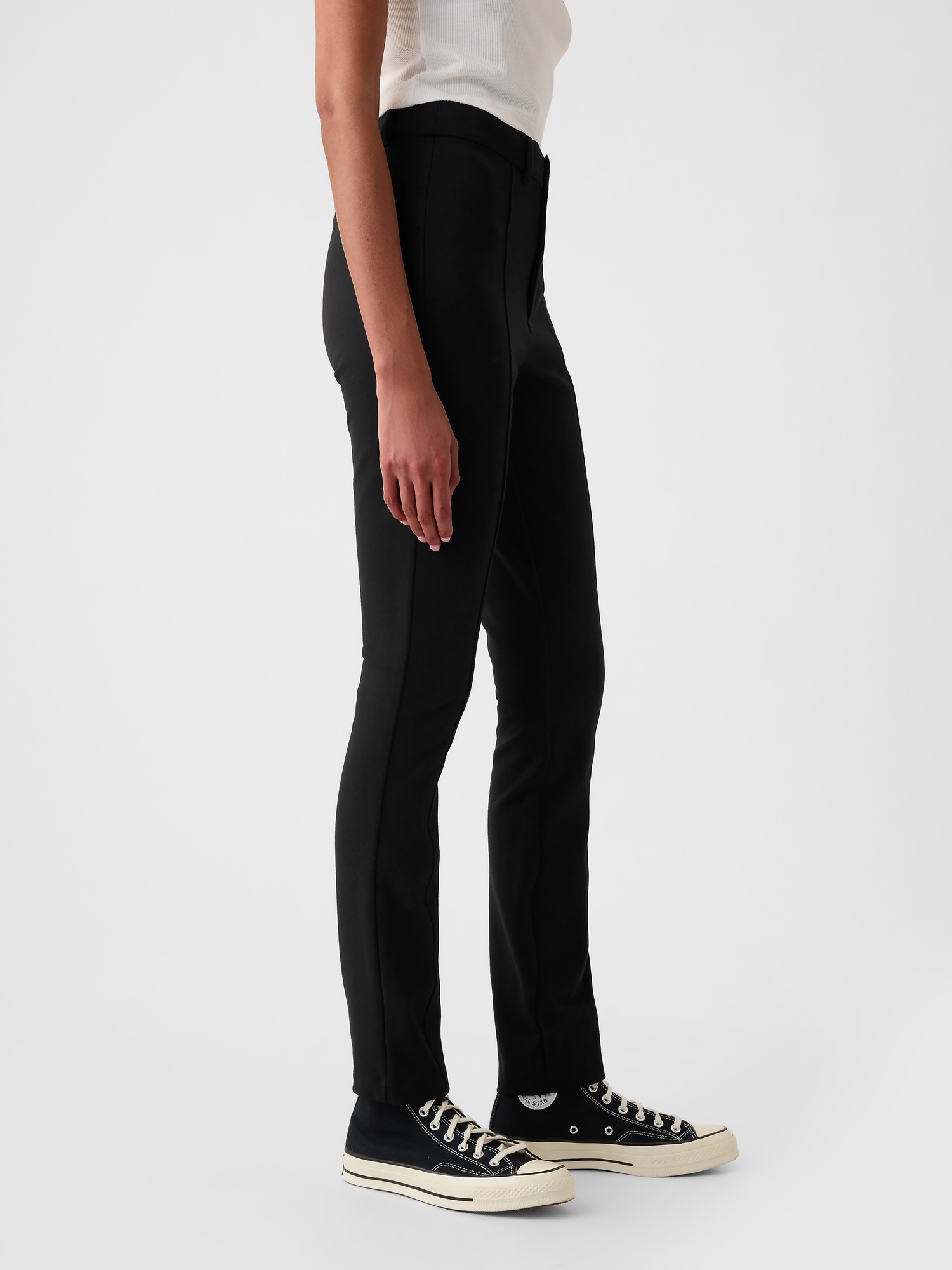 Женские брюки Gap High Rise Double Knit Skinny, цвет: Чёрный — фото 3