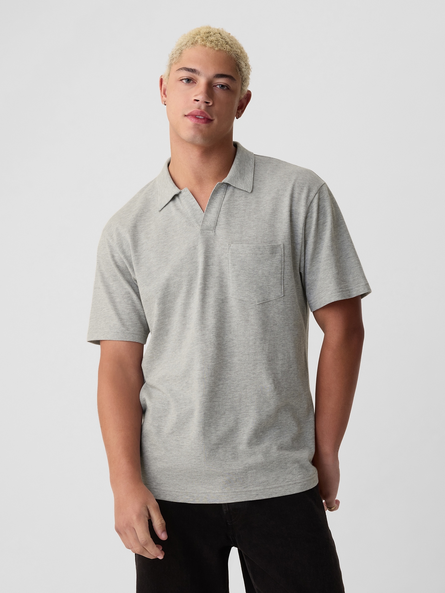 Shop Gap Pique Polo Shirt Shirt In Grey