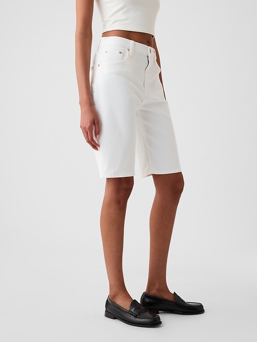 Image number 3 showing, 9" High Rise Denim Bermuda Shorts