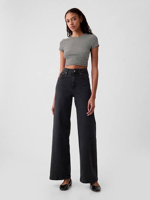 Image number 1 showing, High Rise Stride Wide-Leg Jeans